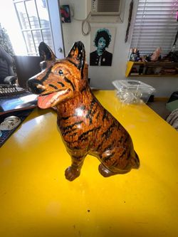 Vintage Hand-Painted German Shepherd Dog Decanter - Unique Ceramic Folk Art Barware
