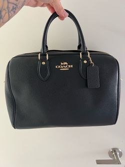 Coach large Rowan satchel black pebbled leather bag