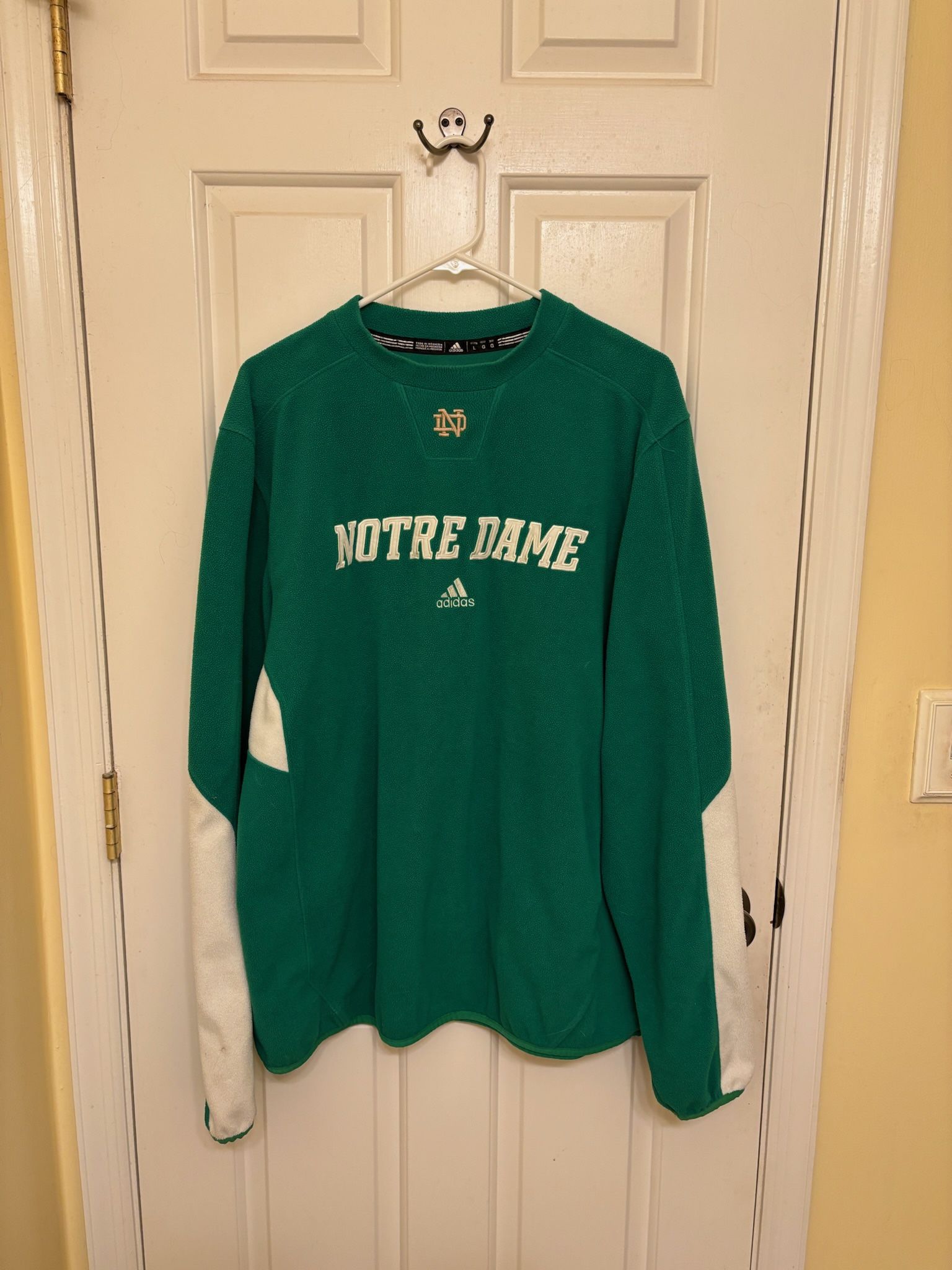 Notre Dame Fighting Irish Green Adidas College Pullover Crewneck Sweater