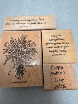 Mothers love Stampin' Up Wood Rubber Stamp Set of 4
