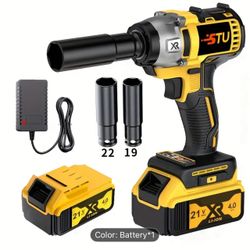 Cordless impact wrench set 21V impact , includes lithium battery, charger, 