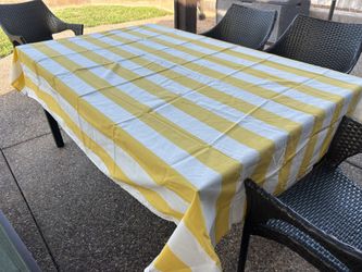 Lemon Yellow Stripe Tablecloth 