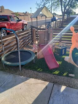 Kids playground tunnel , trampoline and slide