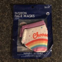 Face Mask Choose Happy Rainbow Kids Reusable Washable 2 pk 4+ Age