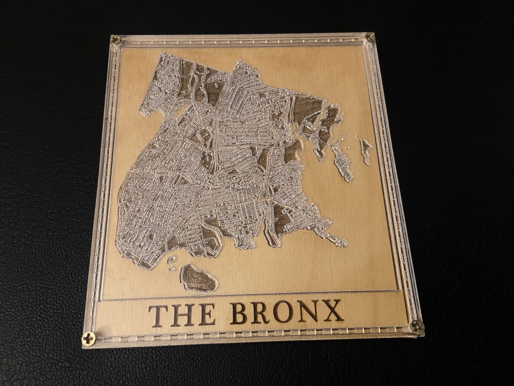 The Bronx NY Wood Acrylic Map