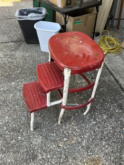 red costco kitchen step stool vintage