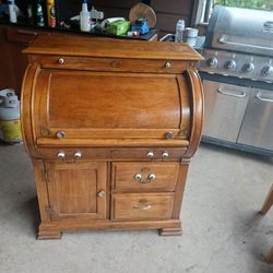 Antique Oak Riverside Roll Top Secretary Desk