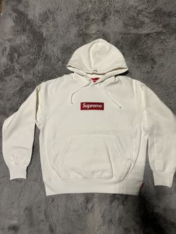 White Red Box Logo Supreme Hoodie 