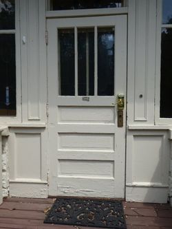 Antique Wood Entry Door, 3-Lite Glass Over 3-Panel, 36x80