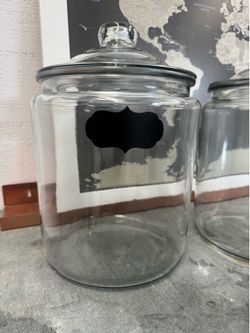 Big Glass Canister Jar w/ Lid & Chalkboard Label