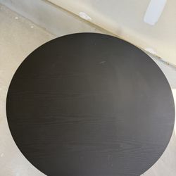 Modern Round Coffee Table - 2-Tier Storage - Black Wood - Good Condition