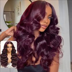Burgundy Lace Front Wig human hair