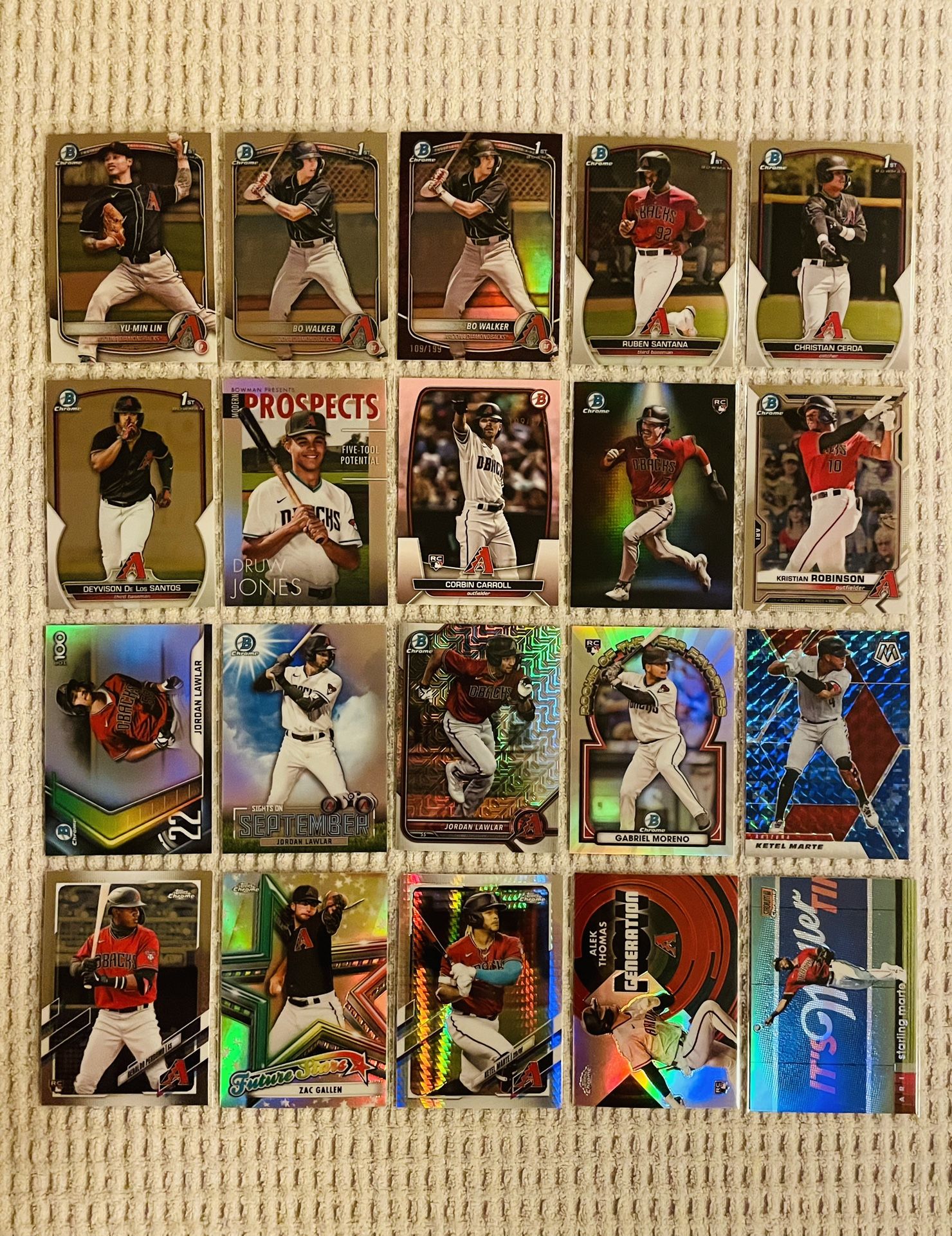 Arizona Diamondbacks 40 Card Baseball Lot! Rookies, Prospects, Refractors, Prizms, Memorabilia, Short Prints, Variations & More!