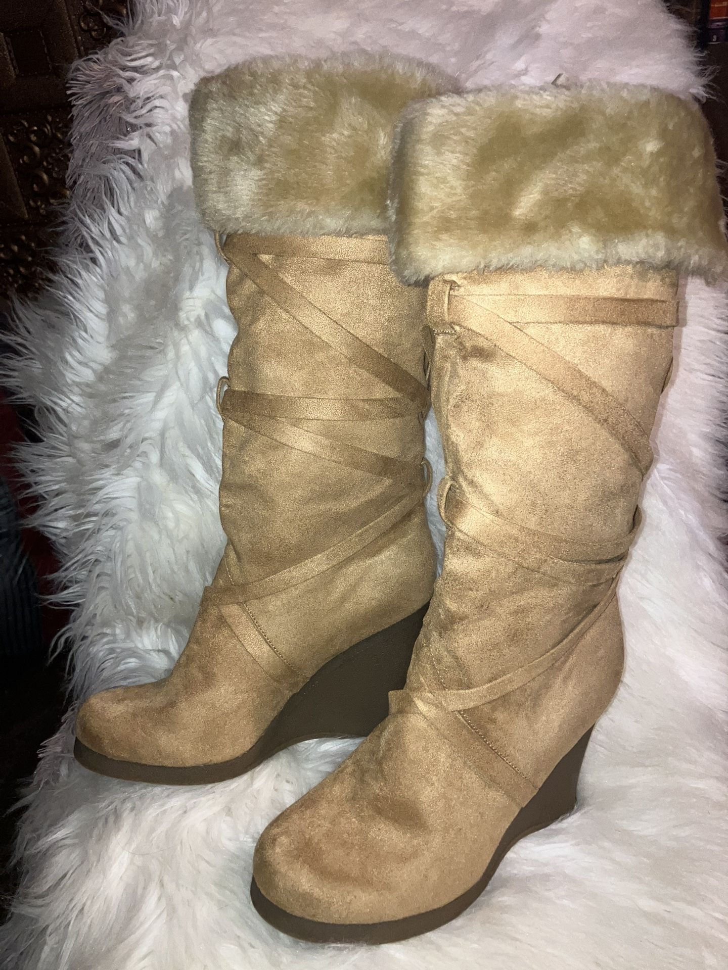 Fur Wedge Boots
