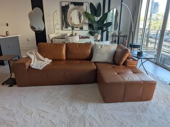 MODERN FAUX LEATHER MODULAR SECTIONAL