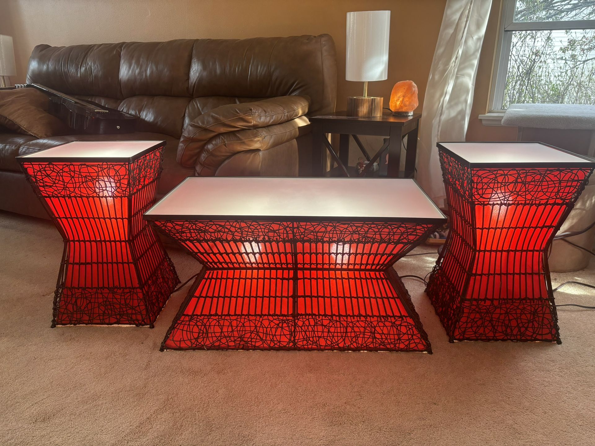 Lighted Coffee Table And 2 End Tables