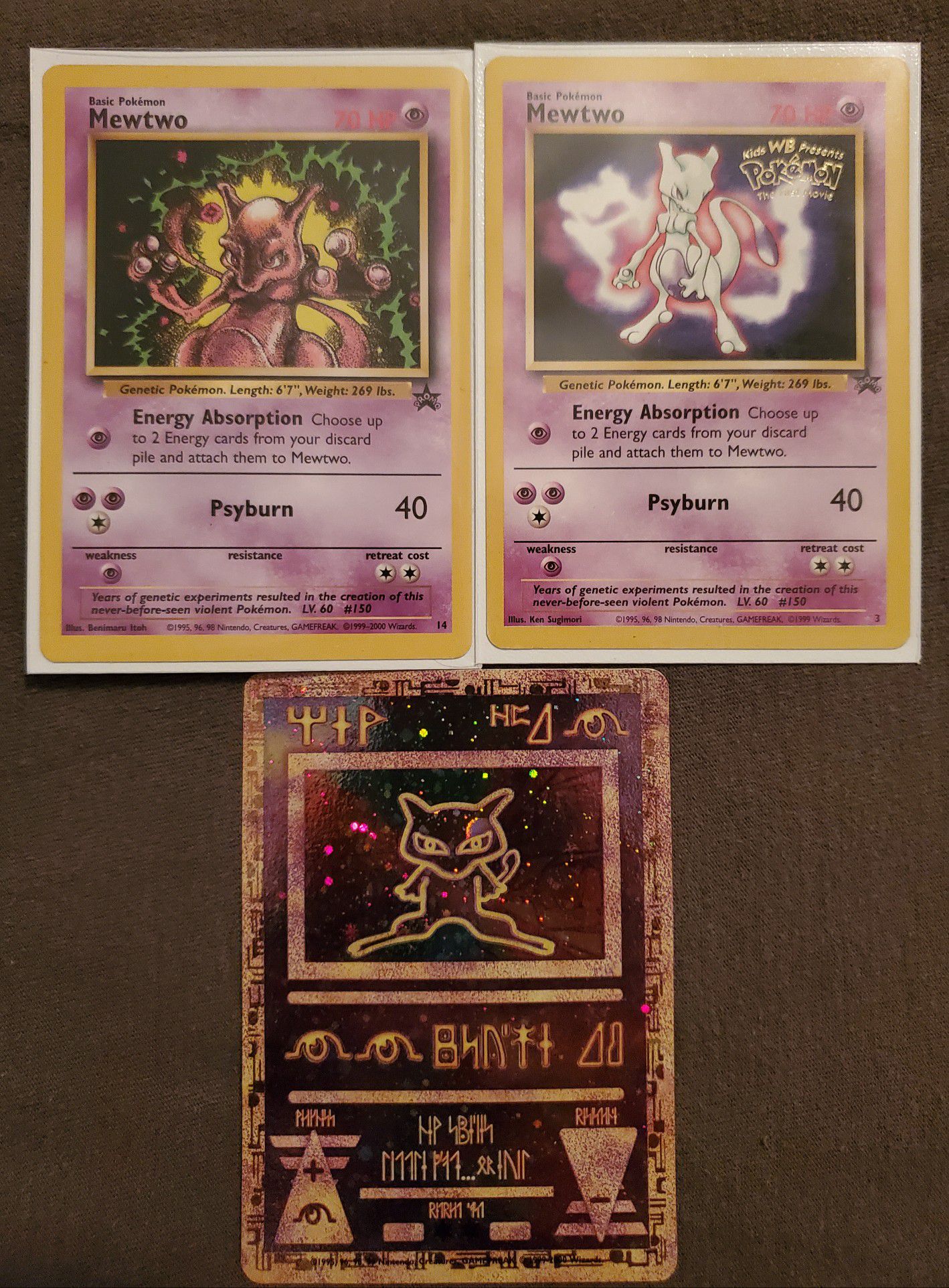SET OF 3 - Mewtwo #3, Mewtwo #14, and Ancient Mew Holo Promo Pokemon Cards