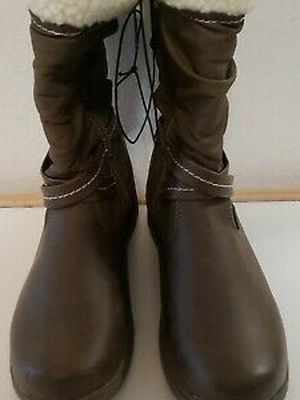 Totes Women’s Waterproof Winter Dark Brown Distressed  Boots W/Faux Fur Size 5.5