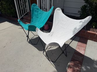 Butterfly Chairs with Black Metal Frames – Set of 2