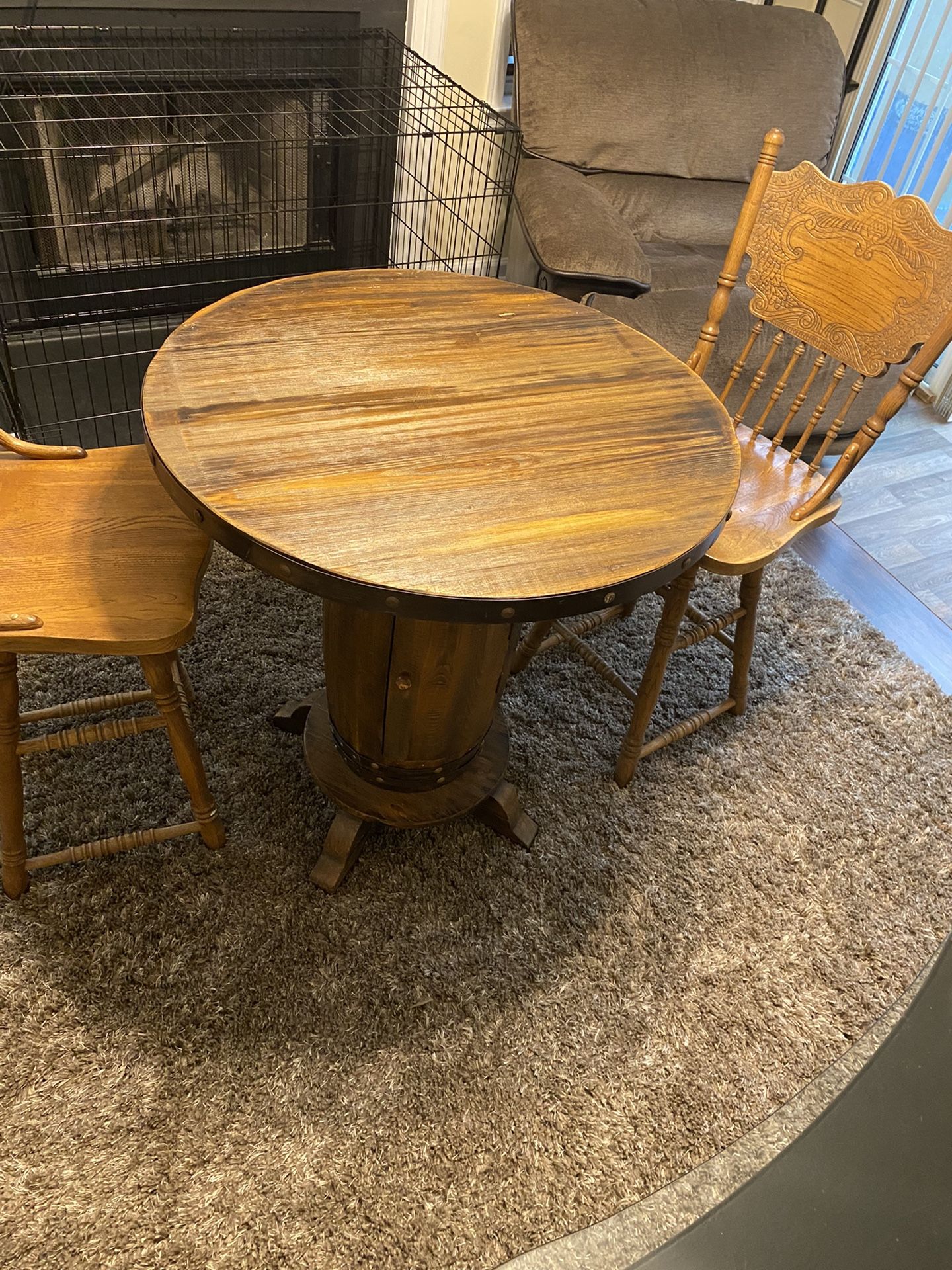 Wood Table And 2 Chairs