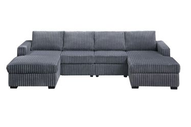  3-Piece U-Shape Sectional Set - Dark Gray Color