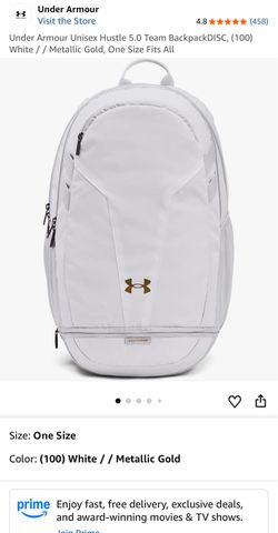 Under Armour Hustle 5.0 Backpack White Metallic Gold