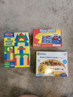 Brand New Educational Activity Set Bundle (Blocks, Size Sorting, Beads & Patterns)