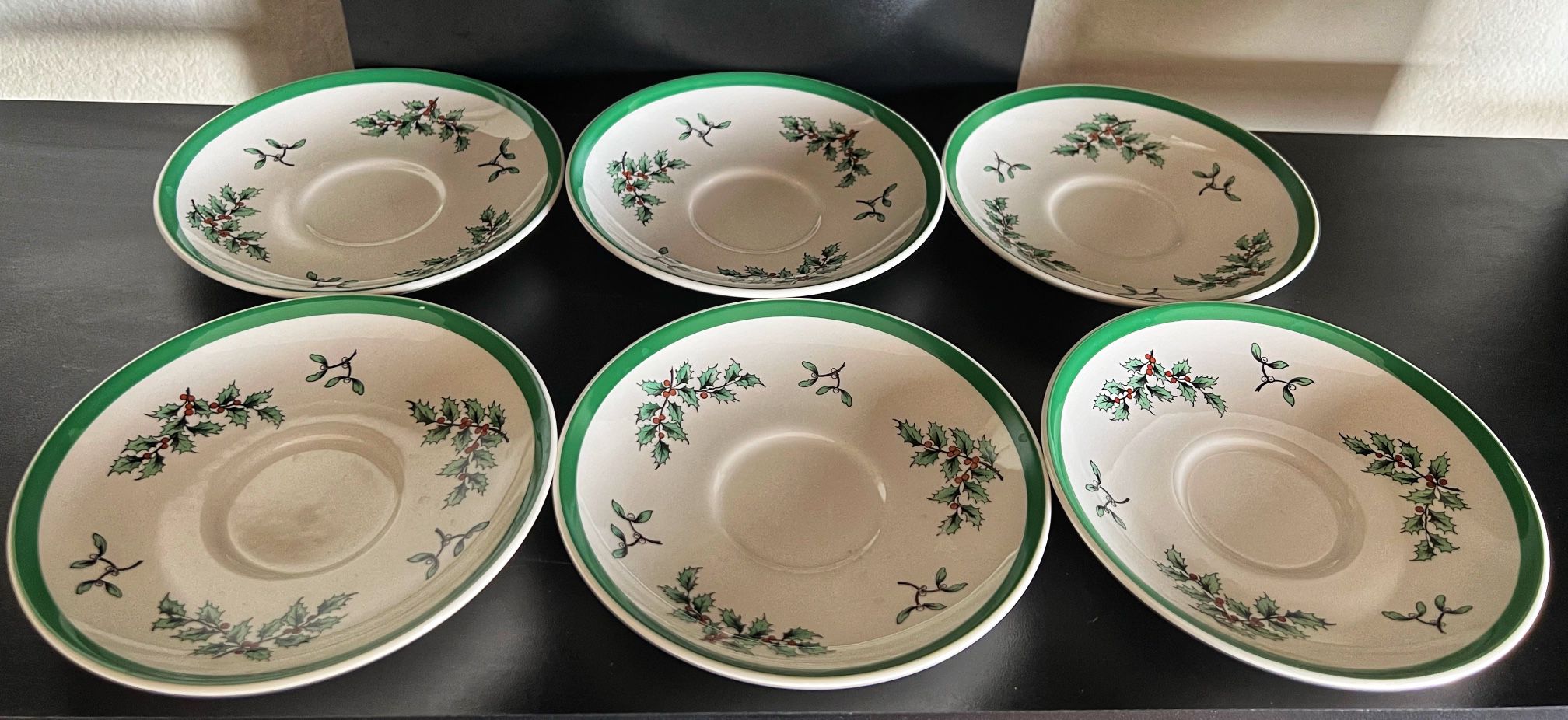 Vintage Spode Christmas Tree Saucers Lot Of 6 Made In England
