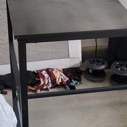 55 Inch Entry Console Desk Black Table With USB And Plug Outlets 