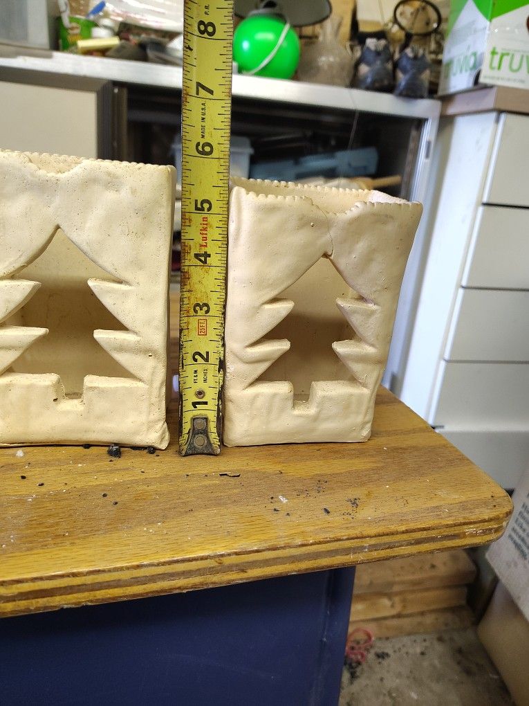 2 Ceramic Christmas Sack Candle Ornaments 