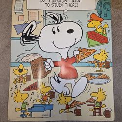 Vintage 20" x 28" Hallmark Peanuts Snoopy Poster Taconic Hills Is A Great Place To Party!