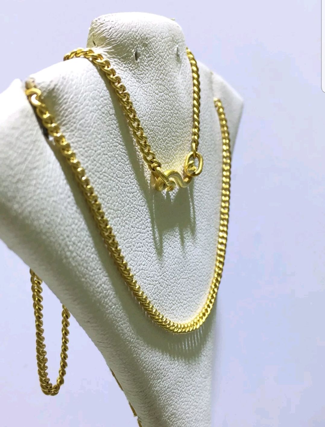24k Solid Yellow Gold Flexible Thin Curb Chain Necklace