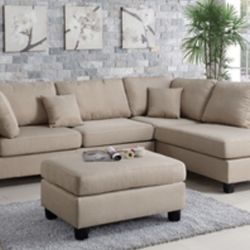 Gorgeous Sand Colored 3 Piece Sectional Set
