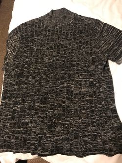 Ladies black mock turtleneck short sleeved sag harbor l large sweater pullover