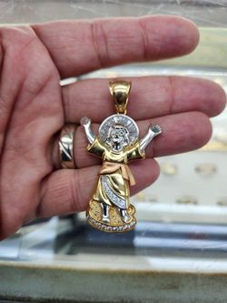 Large 14k Gold Baby Jesus Divino Niño Pendant