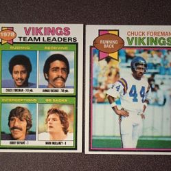 1979 Topps Minnesota Vikings Chuck Foreman #100 Team Leaders Checklist Ahmad Rashad Bobby Bryant Mark Mullaney #432 Football Card Cards Lot Vintage 