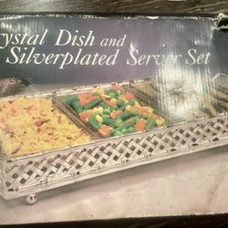 Crystal dish silver Plated Server Set