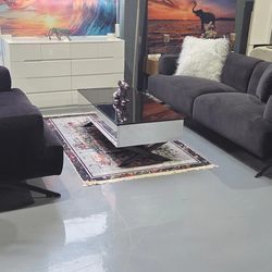 2 PIECE SOFA LOVESEAT BLACK VELVET