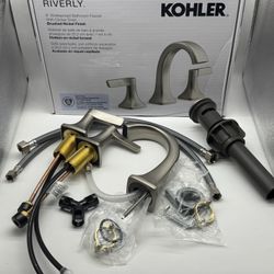 Kohler Riverly 8” Widespread Bathroom Faucet W/Clicker Drain - Brushed Nickel Finish