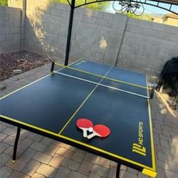 Official Size Ping Pong Table Indoor Set With Paddles & Balls Black/Yellow