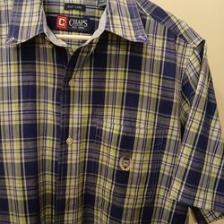 Men's Chaps Plaid Button Down Shirt Size XLT