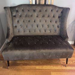 Grey Velvet Love Seat