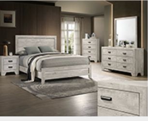 4- Pc Bedroom set Dresser,Mirror  Nightstand (1) Queen size bed frame  Not including Mattress and Box Sp