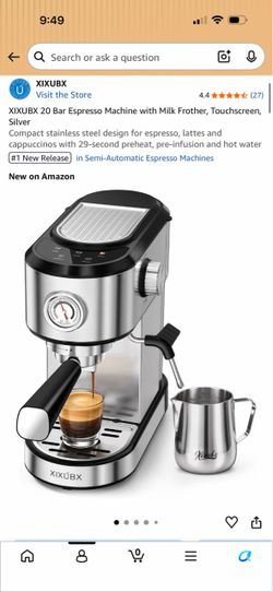 XIXUBX 20 Bar Espresso Machine with Milk Frother, Touchscreen, Silver