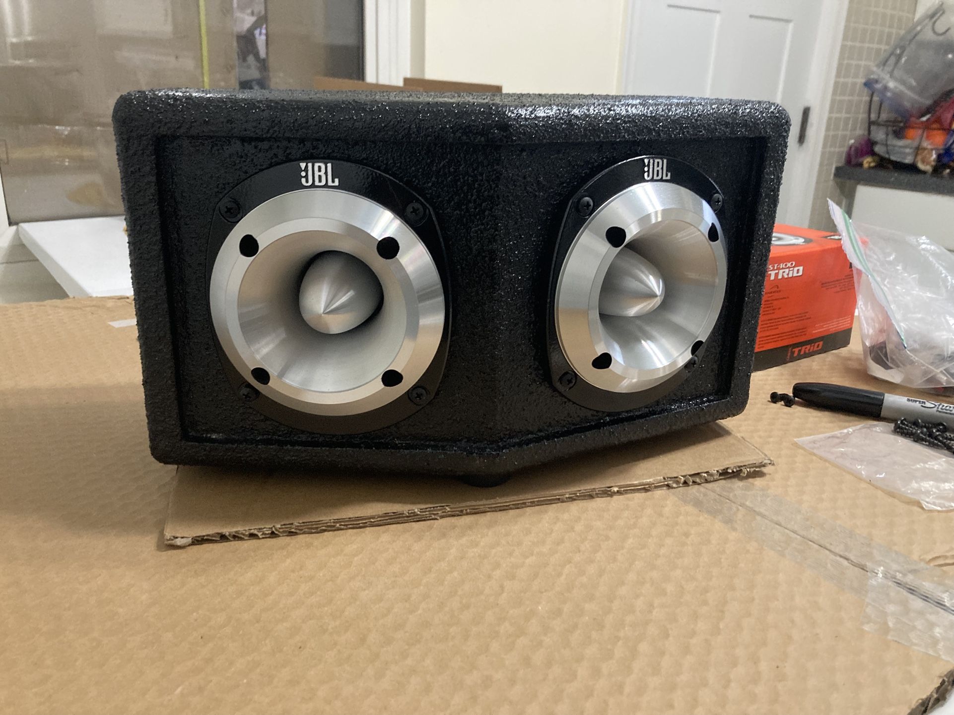 JBL ST400 TWEETERS In CUSTOM BOX 1 Pair w Rubber Feet & Connector Panel By JAHsound
