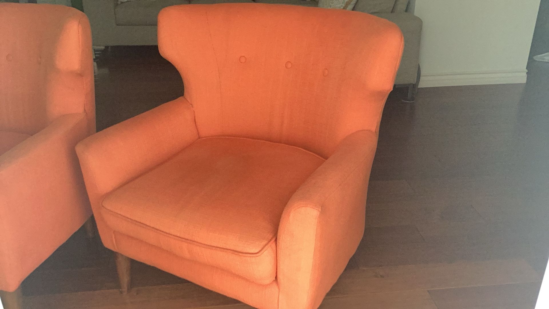 Orange Wing Back Chairs 