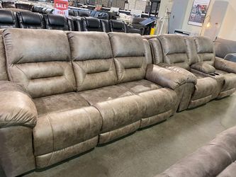 Taupe Reclining Sofa and Loveseat Set Sale