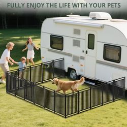 Dog Fence Outdoor for Yard, 40" Inch Height 8 Panels Dog Playpen Indoor for Large/Medium/Small Dogs Metal Dog Pen for Yard Camping and RV | Black