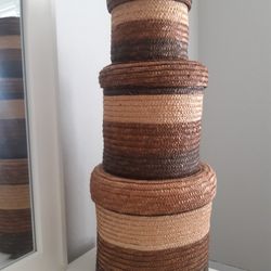 Wicker Stackable Organizers SET OF 3 all For $15