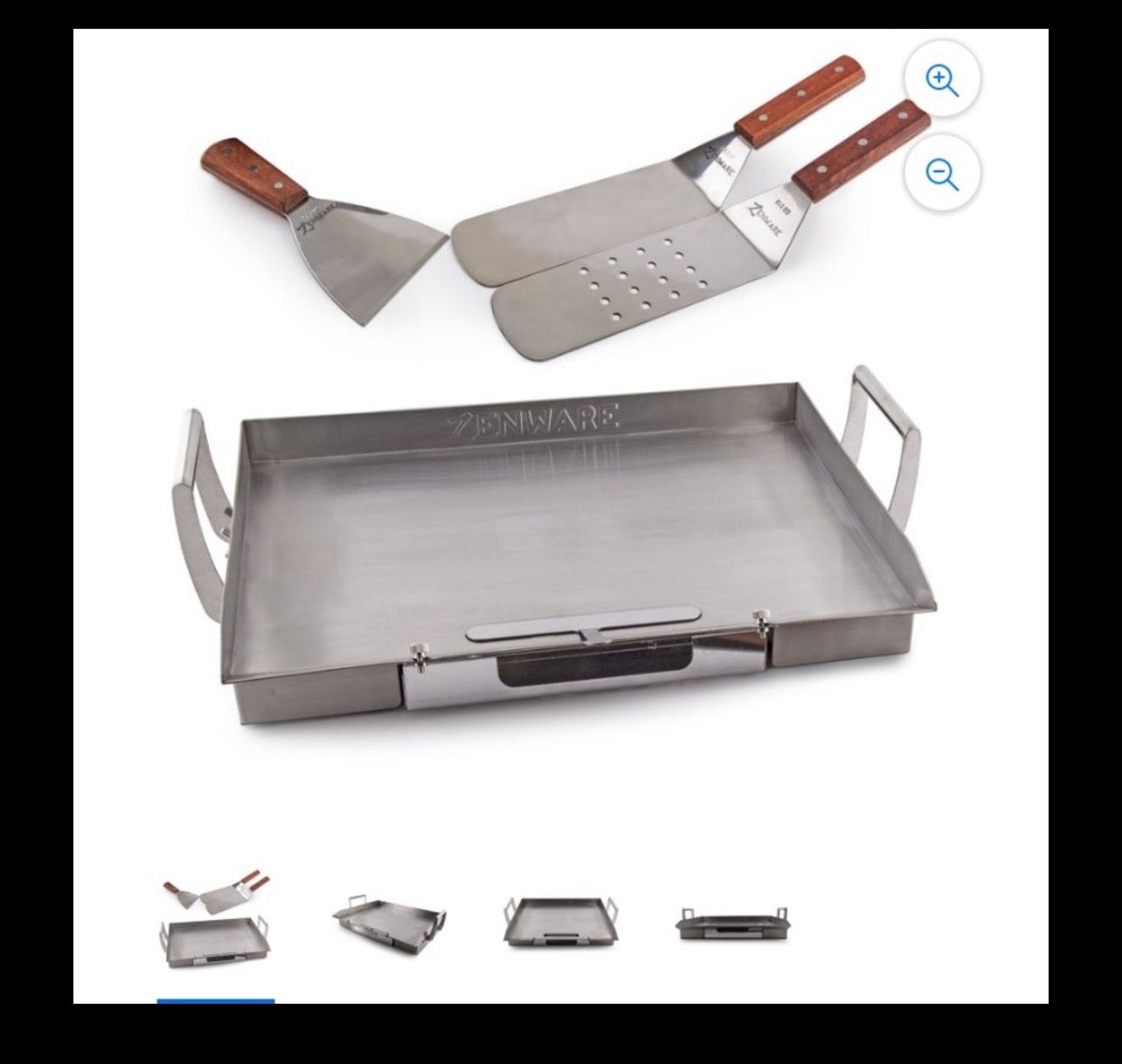 Zenware Stainless Steel Teppanyaki Griddle for BBQ Grills w/ Utensil Set
